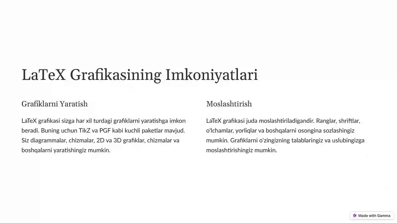 LaTex Grafikasining Imkoniyatlari 2