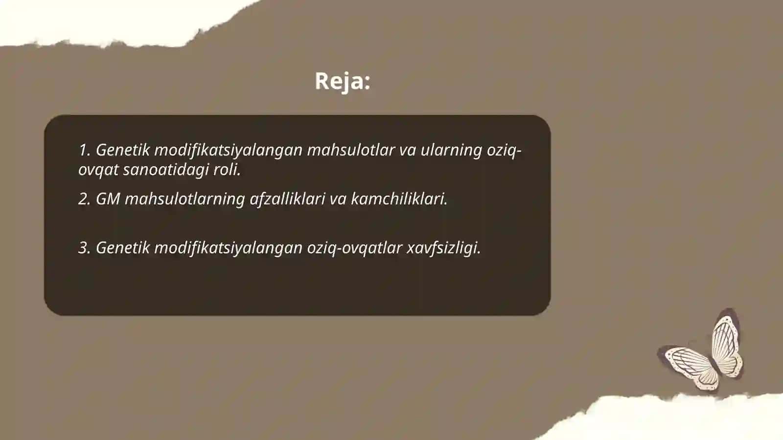 Genetik modifikatsiyalangan mahsulotlarning oziq ovqat sanoatidagi o'rni 2