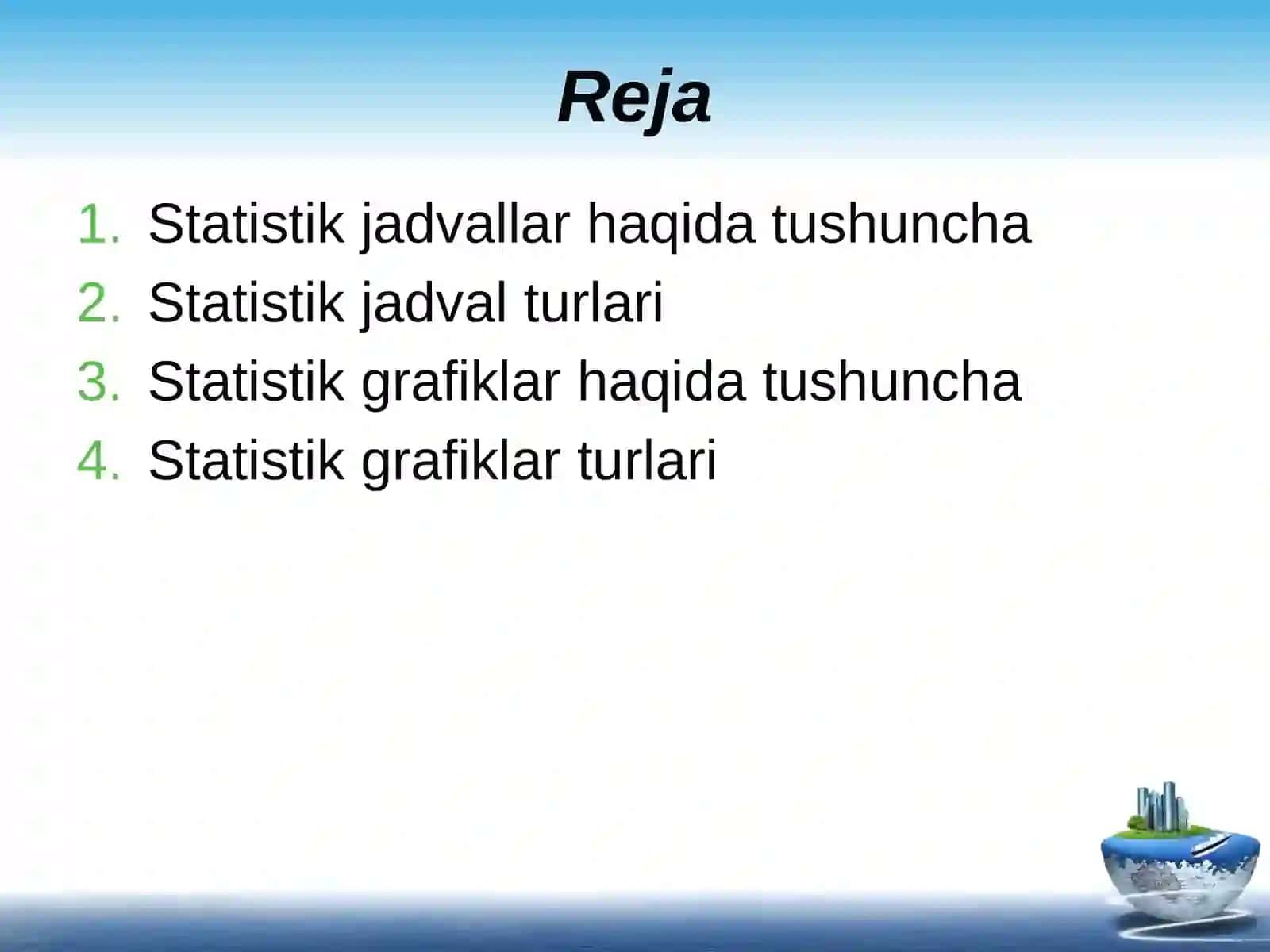 STATISTIK MA’LUMOTLARNI JADVAL VA GRAFIKLARDA TASVIRLASH 2