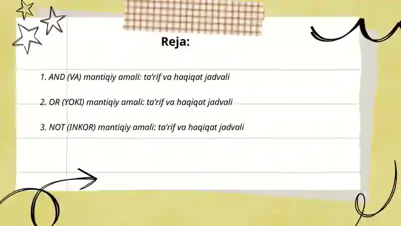 Mantiqiy amallar va mantiqi elementlar 2