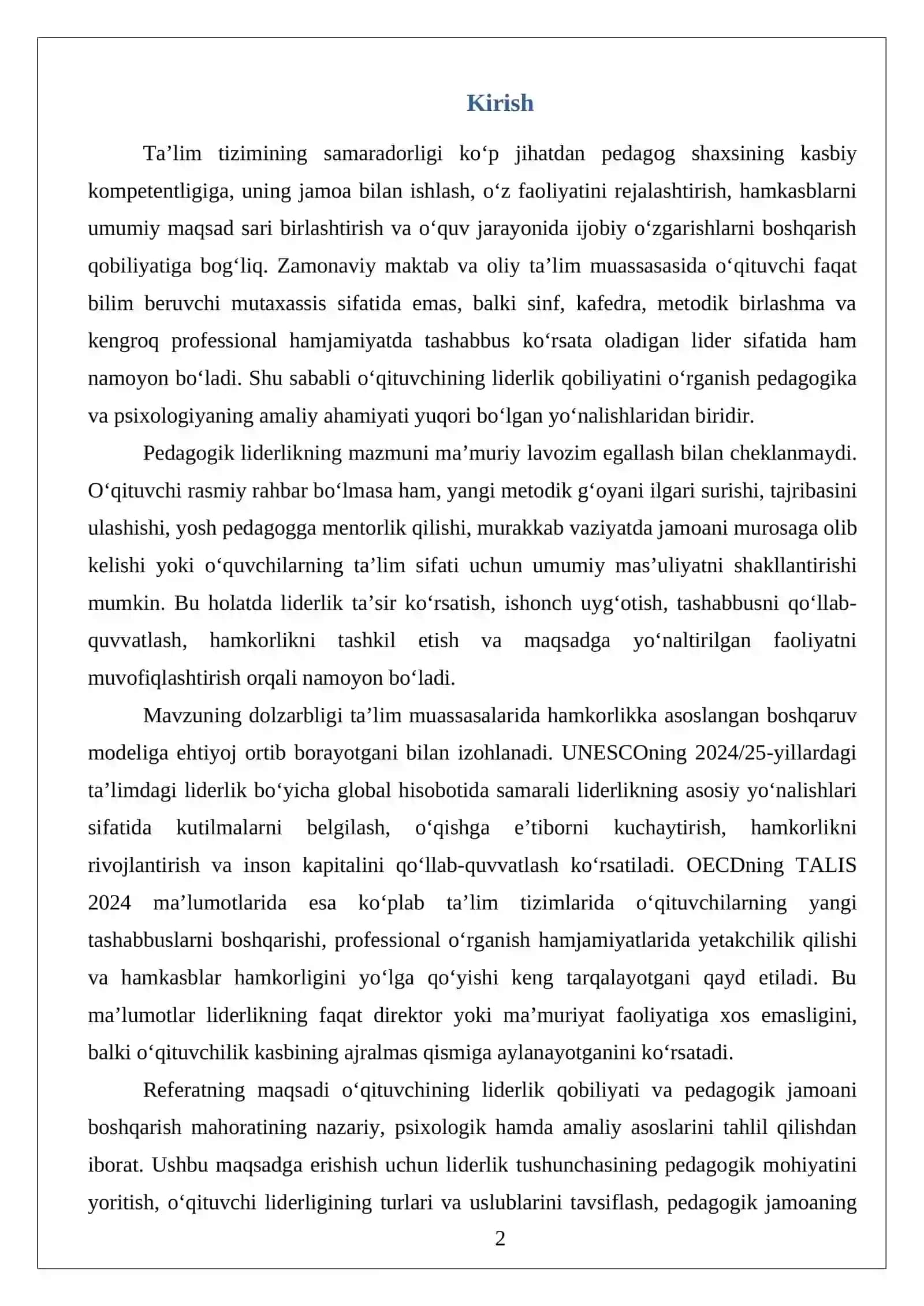 O‘qituvchining liderlik qobiliyati va pedagogik jamoani boshqarish mahorati 2