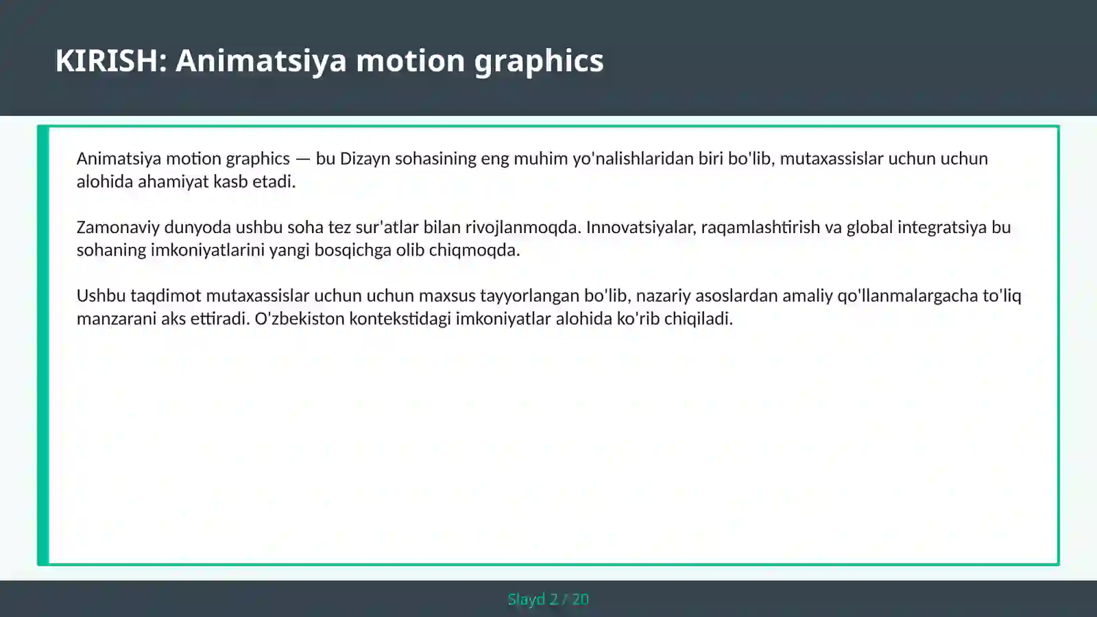 ANIMATSIYA MOTION GRAPHICS 2