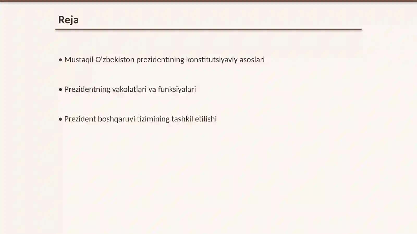 Mustaqil O'zbekiston prezident boshqaruviga oid ma'lumotlar 2