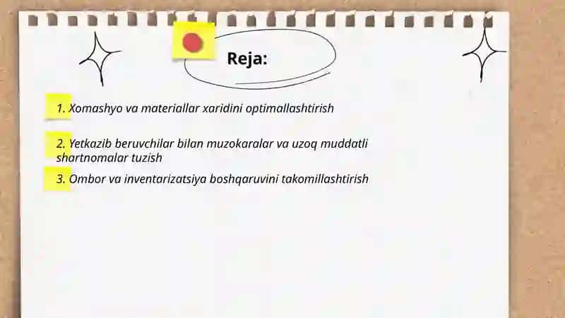 Mahsulot tannarxining kamaytirish yoʻllari 2