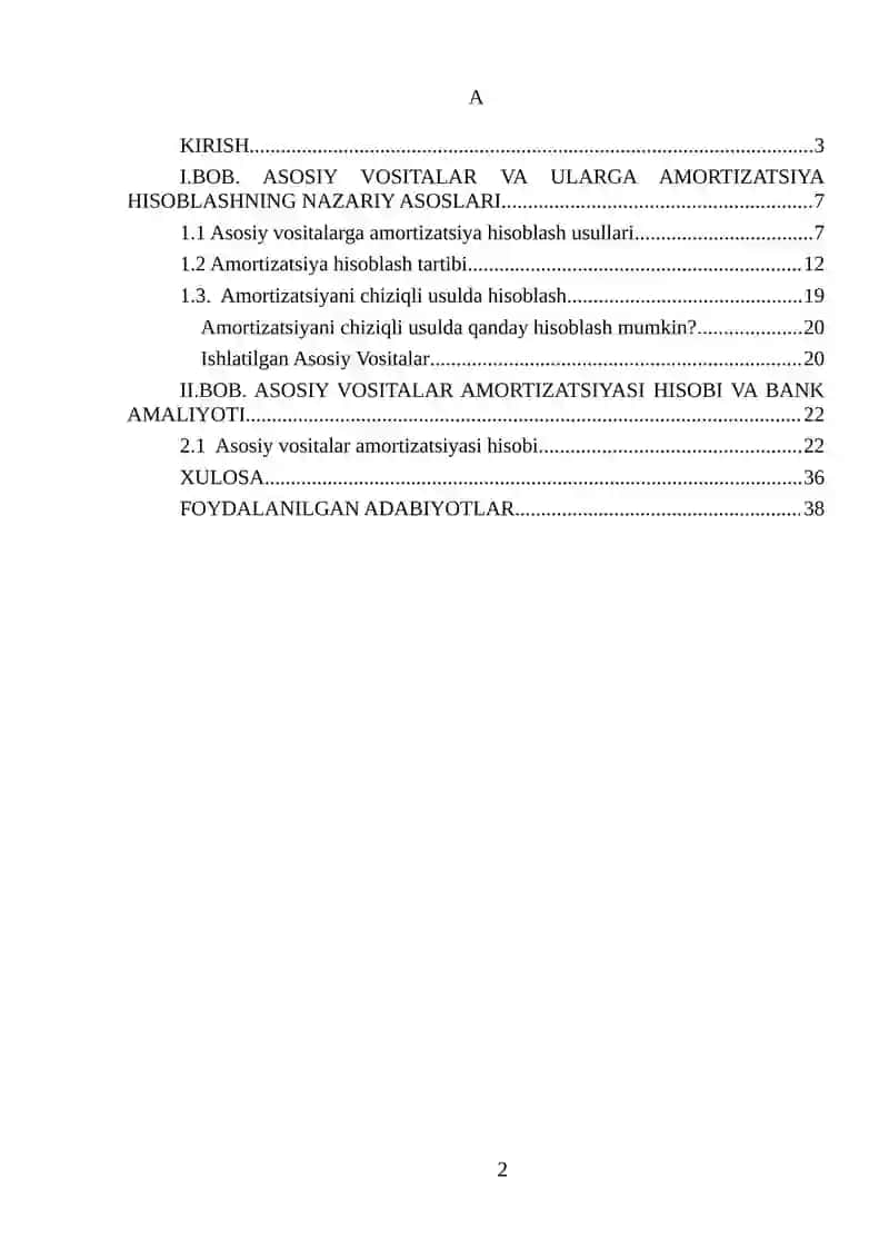Banklarda asosiy vositalarga amortizatsiya hisoblash usullari va uning hisobi 2