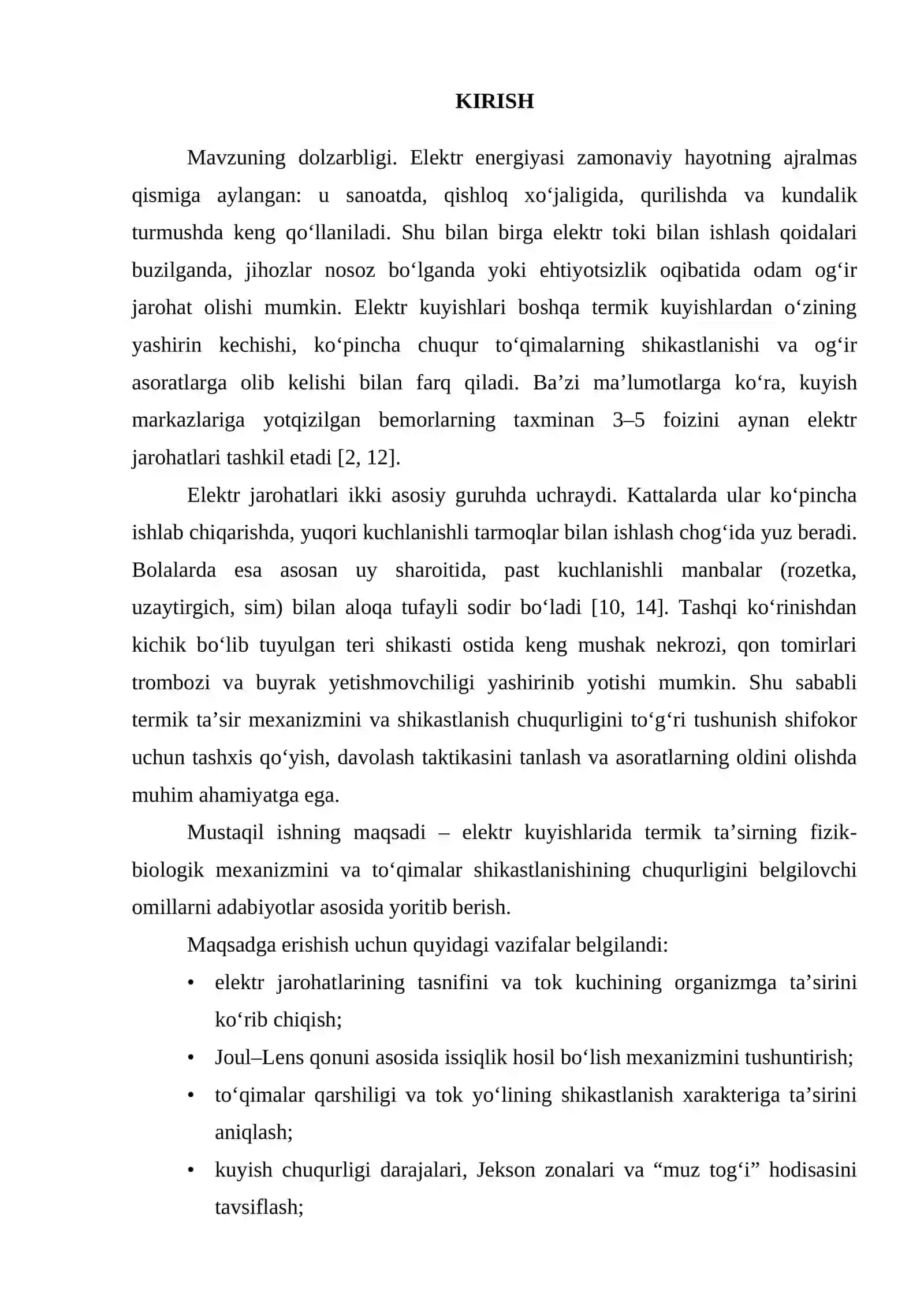 ELEKTR KUYISHLARI: TERMIK TA’SIR MEXANIZMI VA SHIKASTLANISH CHUQURLIGI 2