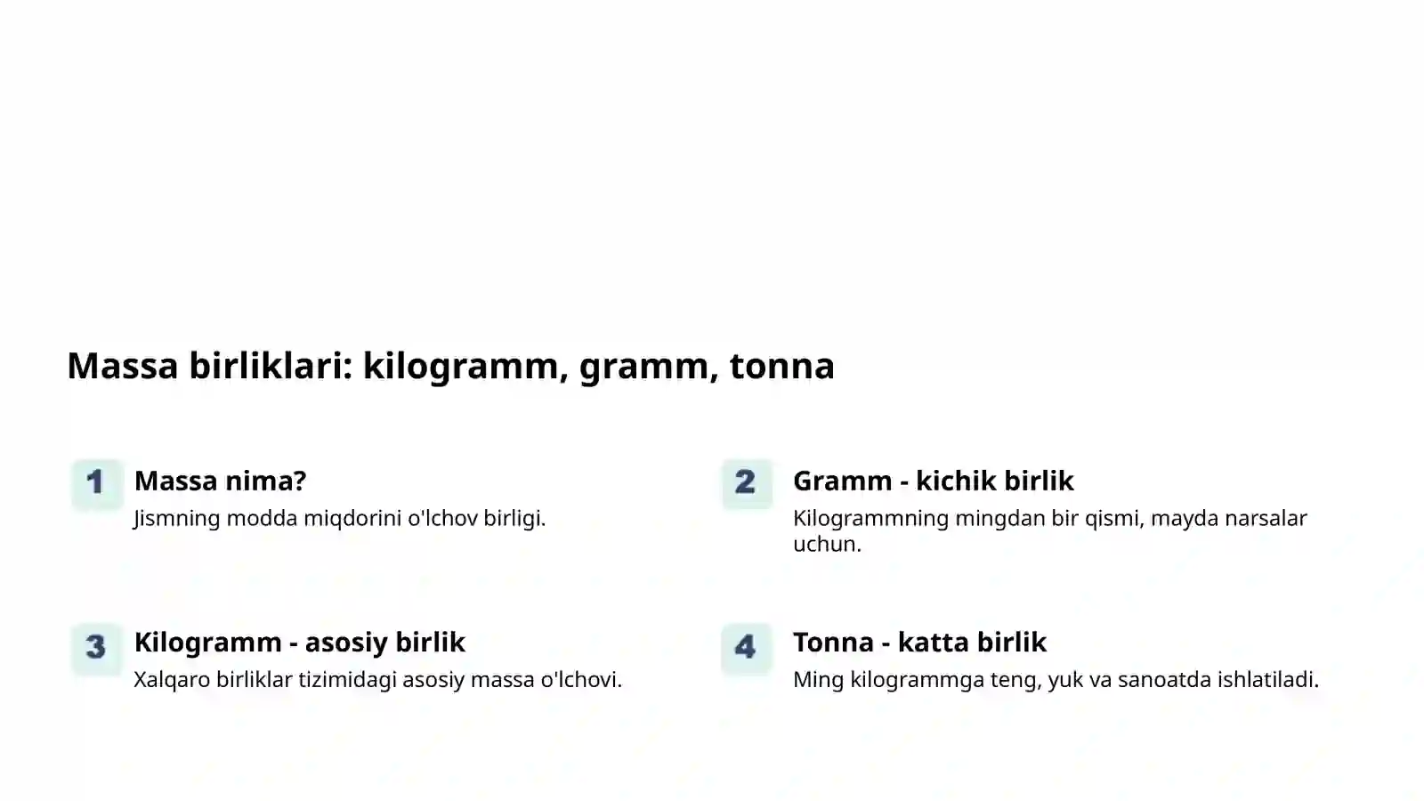Massa birliklari 2