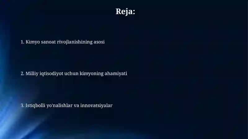 Kimyo fanining sanoat va xalq xoʻjaligi rivojidagi ahamiyati 2