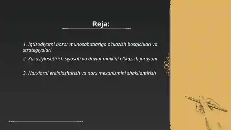 Iqtisodiyotning bozor munosabatlariga oʻtish 2