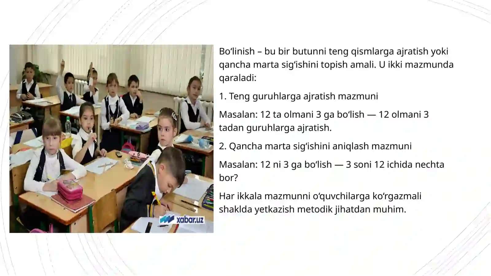 BO‘LINISH NAZARIYASINI O‘QITISH METODIKASI 2