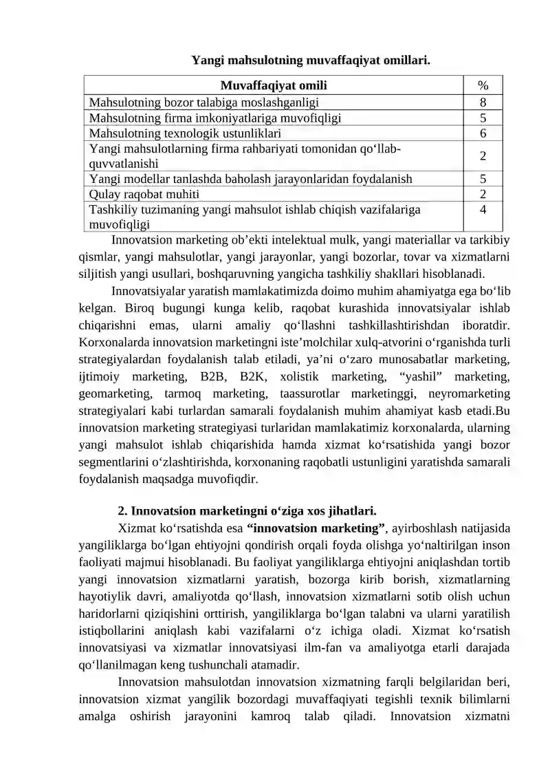 INNOVATSION MARKETING FAOLIYATINI TAKOMILLASHTIRISH 2