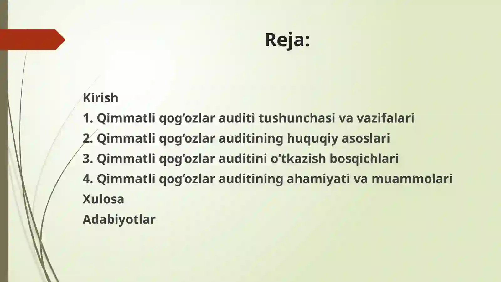 Qimmatli qogʻozlar auditi. 2