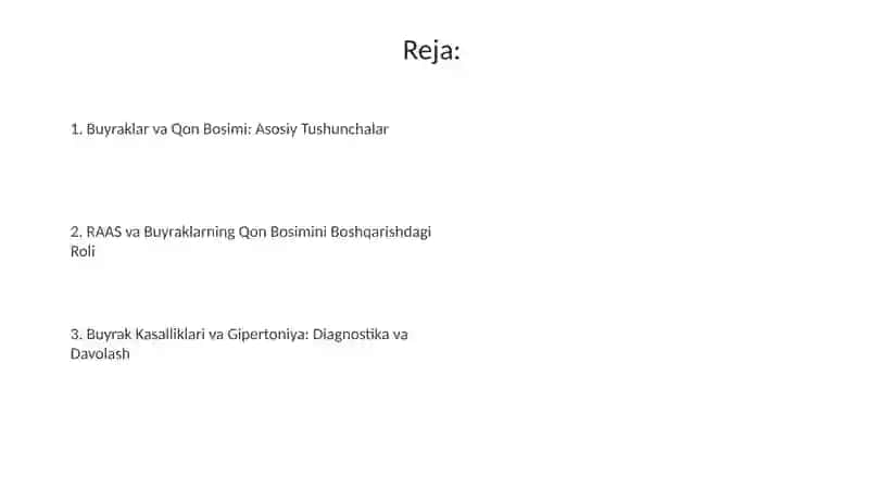Arterial bosimning boshqariluvida buyraklarning roli 2