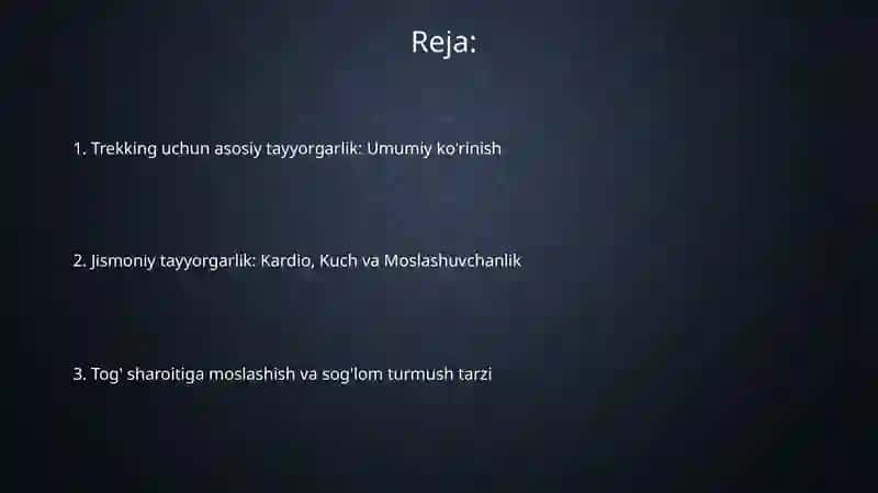 Trekking uchun asosiy tayyorgarlik 2
