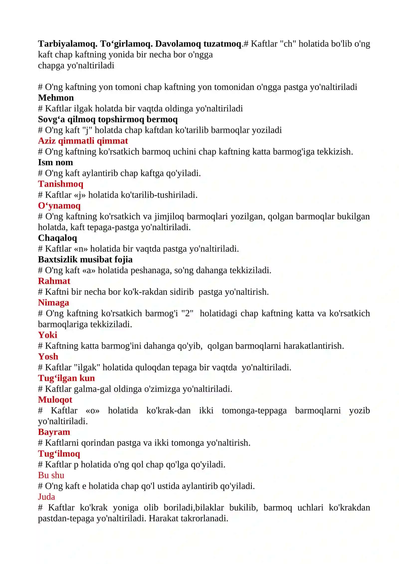 Kaftalar ni 5 holatida o'zimiz tomon yo'naltiramiz 2
