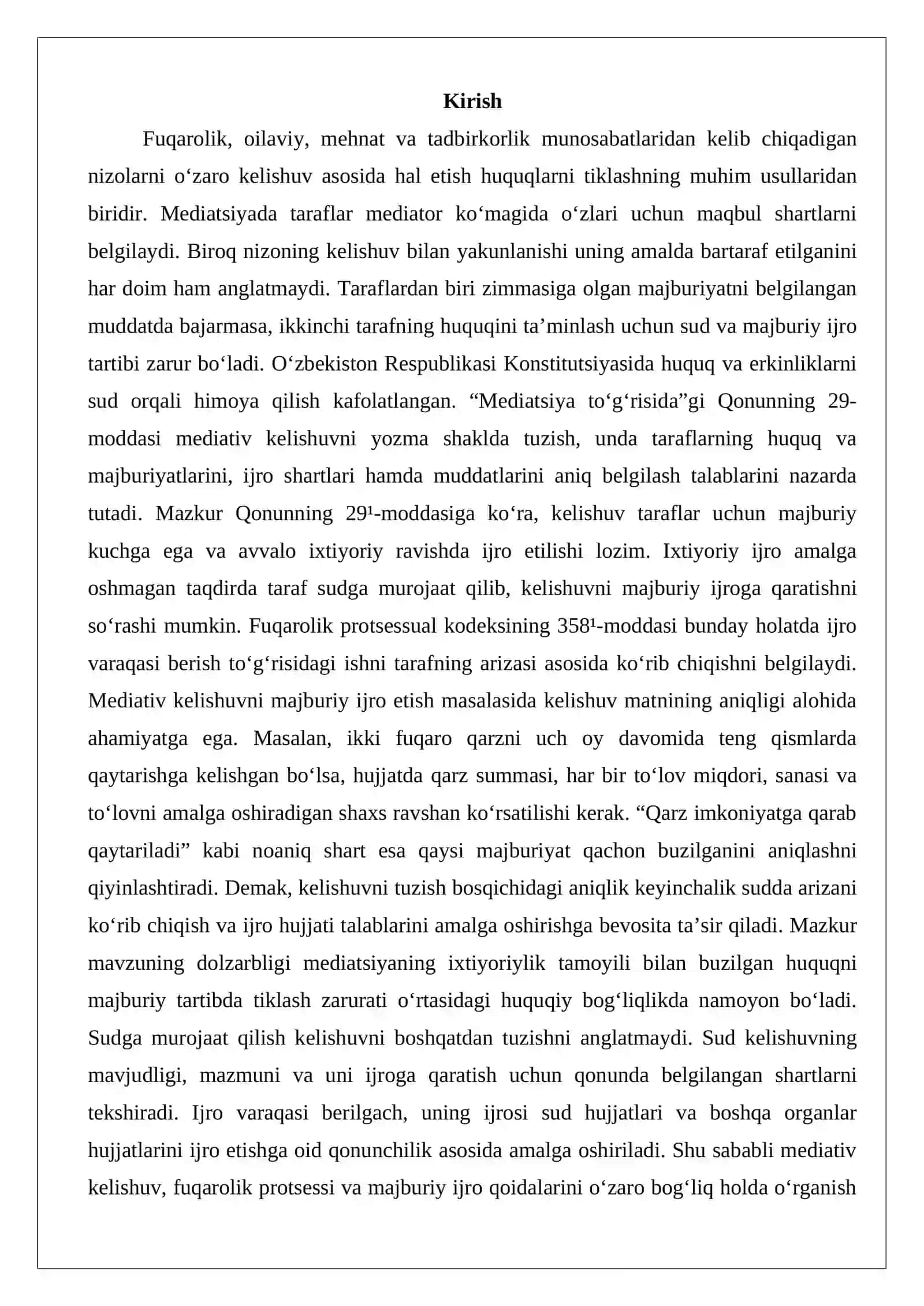 Mediativ kelishuvni majburiy ijro etish bilan bog‘liq ishlarni yuritish 2