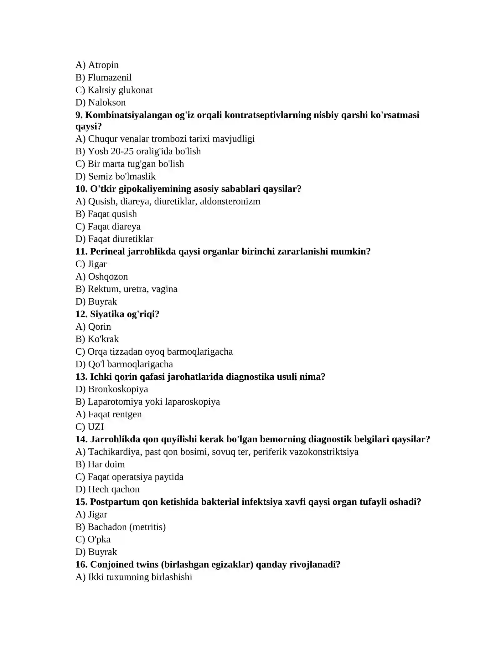 Nostrifikatsiya test savollari 2