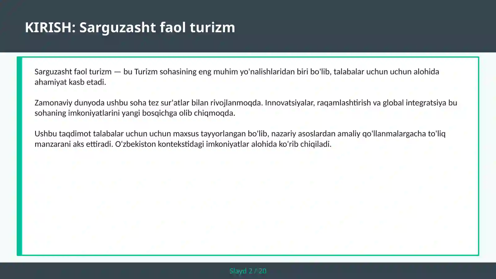 Sarguzasht faol turizm 2
