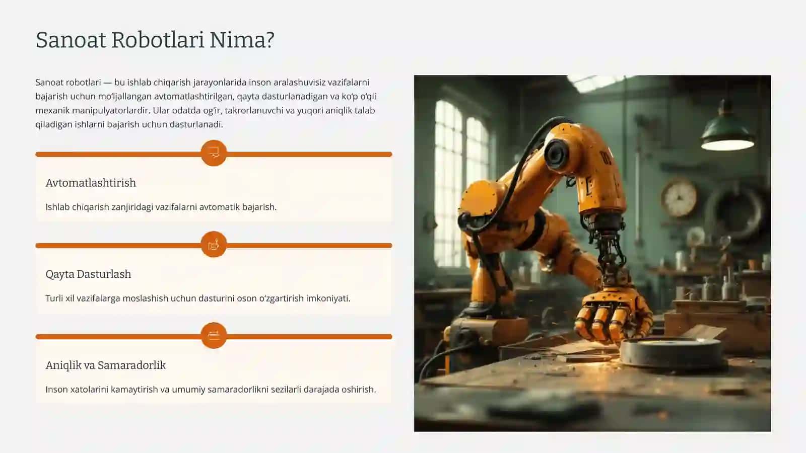 Sanoat Robotlarining Asosiy Xususiyatlari Bo‘yicha Sinflanishi 2