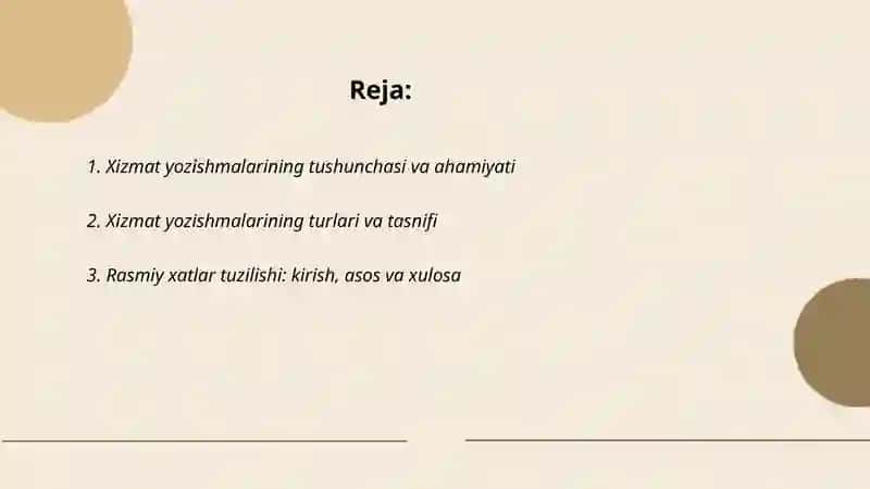 Xizmat yozishmalarini yozish texnologiyasi 2