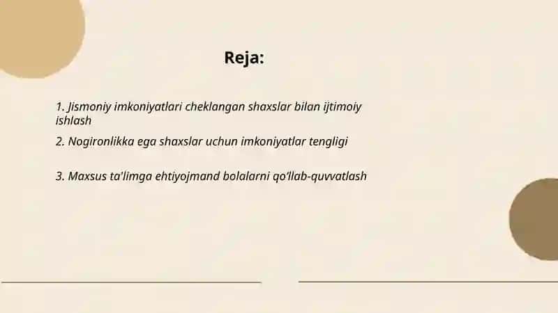 Alohida yordamga muhtoj bo'lgan shaxslar bilan ijtimoiy ishlashdanarmallashtirish tamoili 2