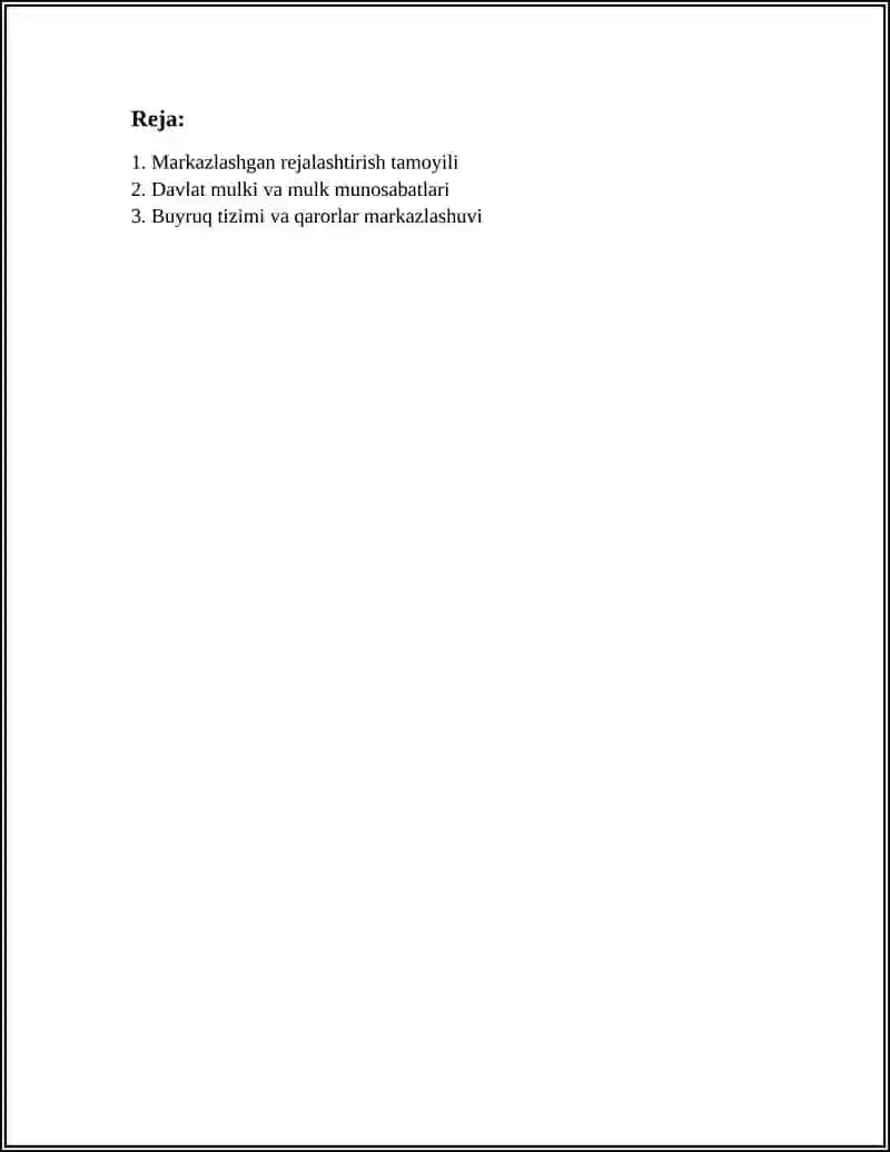 MA'MURIY BUYRUQBOZLIK IQTISODIYOTINING ASOSIY TAMOYILLARI 2