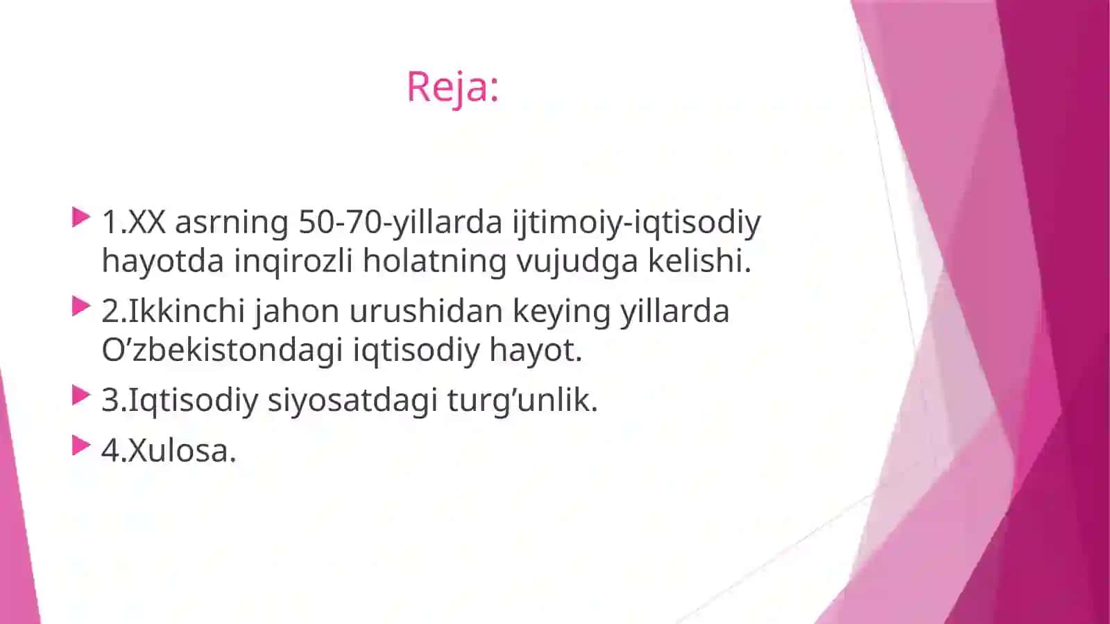 XX ASR 50-70-YILLARIDA O’ZBEKISTONDA IQTISODIY HAYOT 2