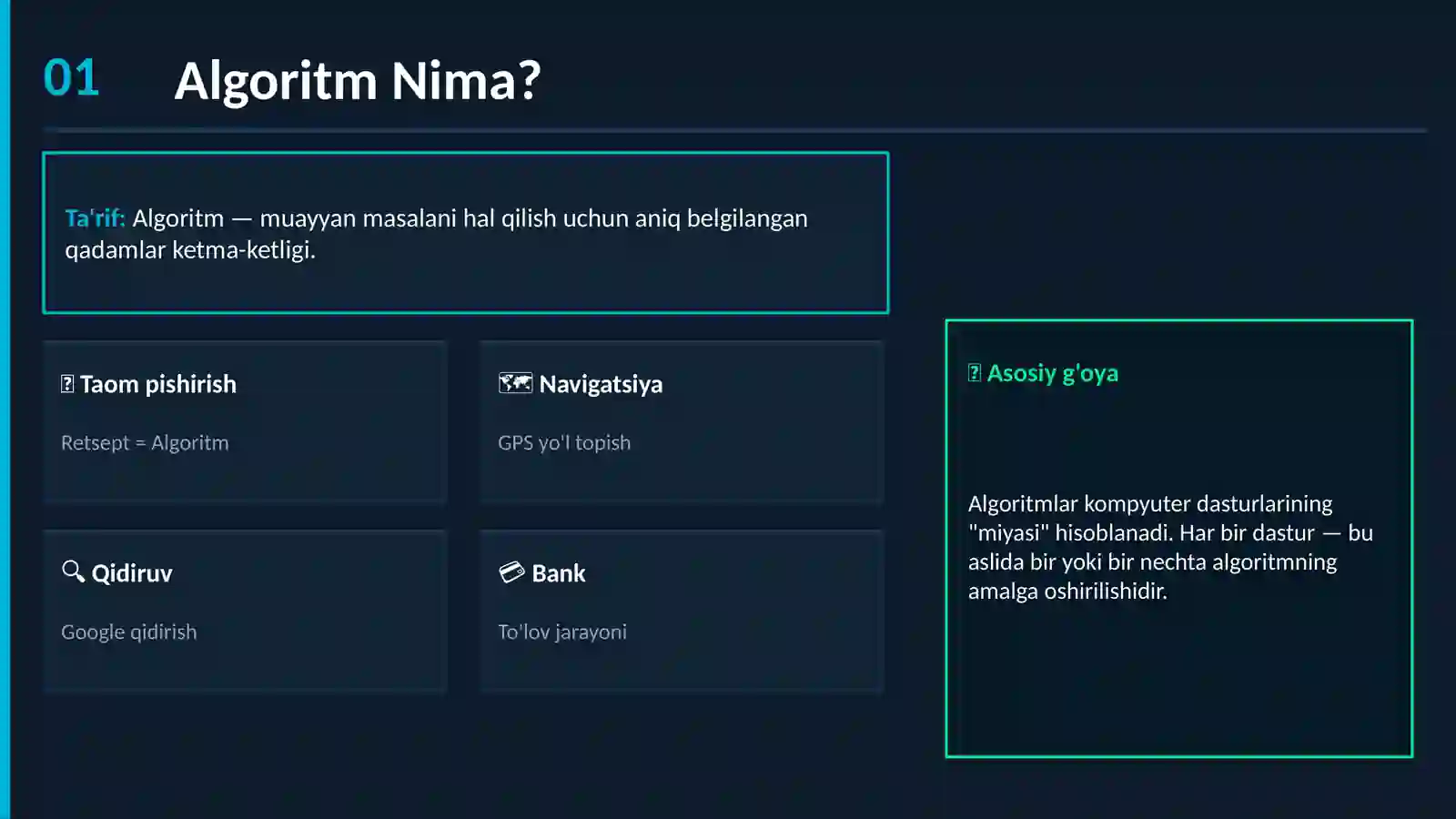 Raqamli Algoritmlar va uning turlari prezentatsiya 2