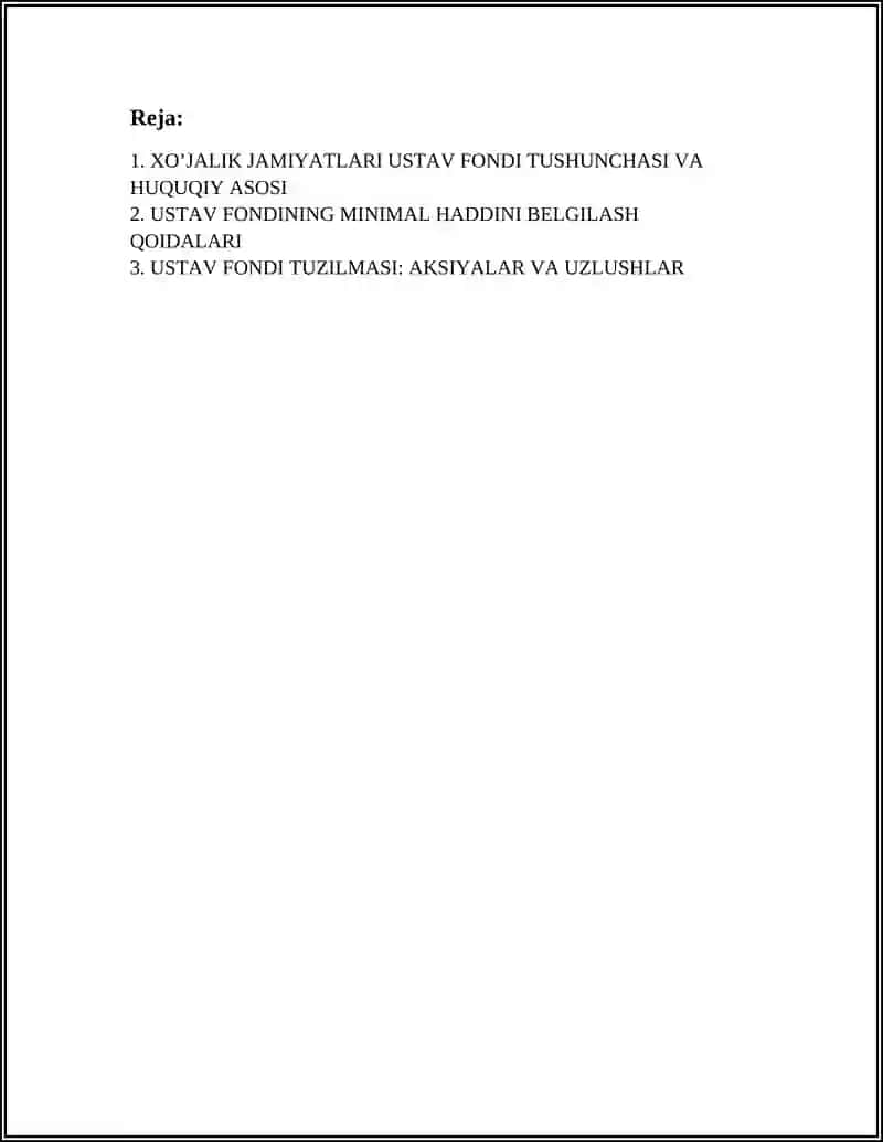 XO’JALIK JAMIYATLARI USTAV FONDI 2