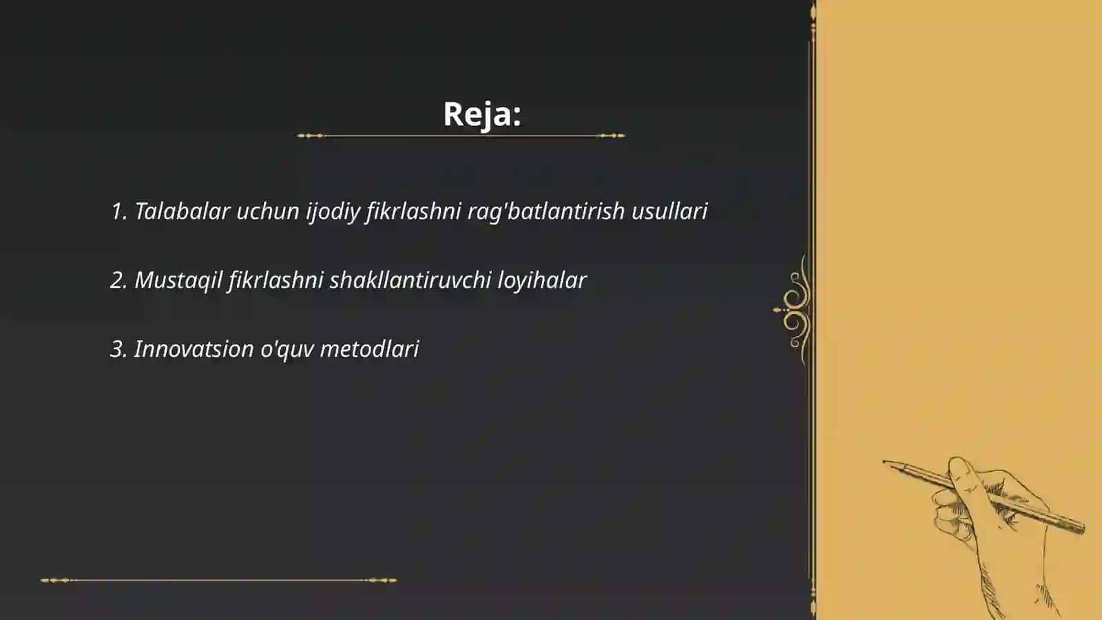 Talabalarning mustaqil, ijodiy fikrlashini shakllantirish va rivojlantirish texnikasi 2