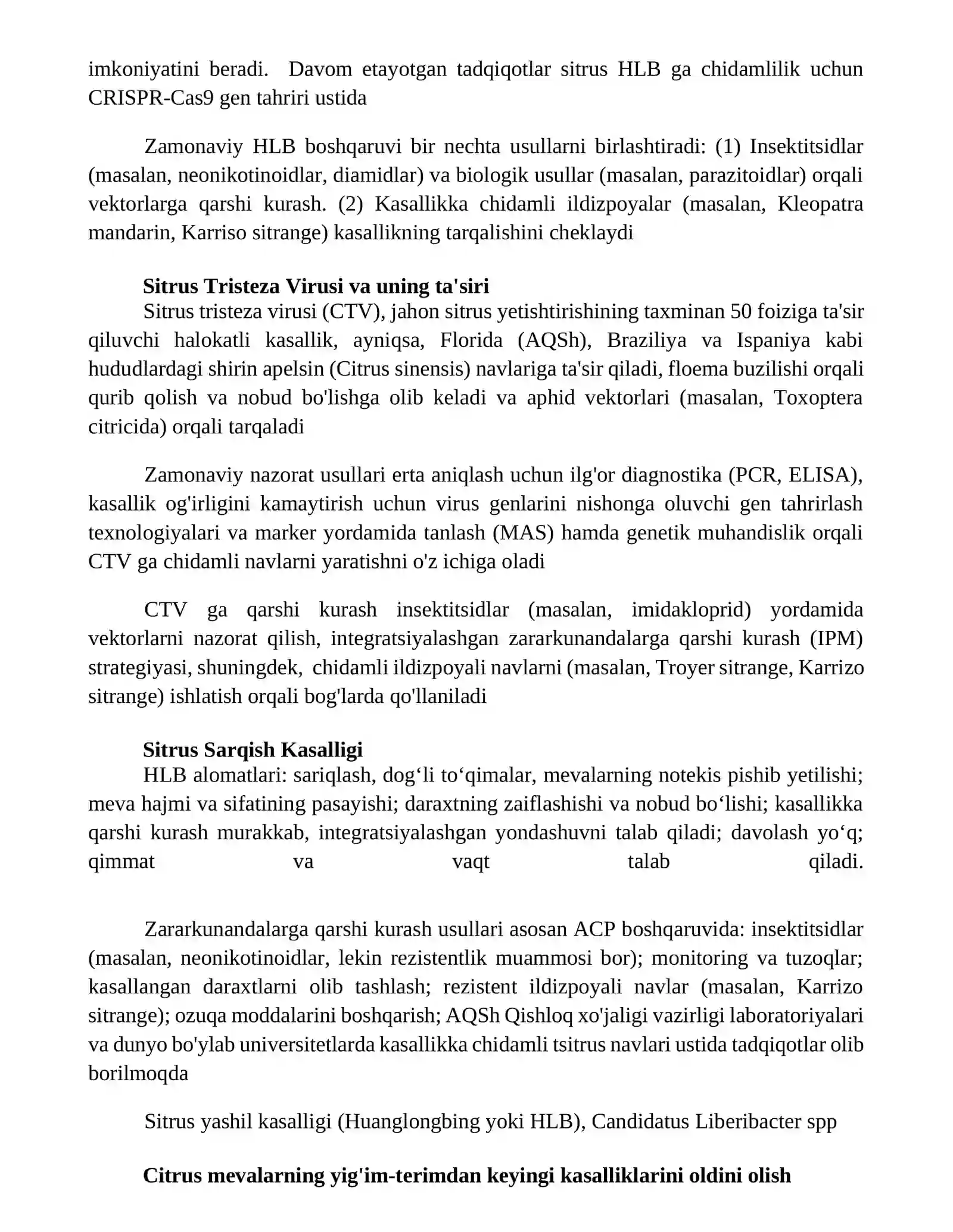 Sitrus o‘simliklari kasalliklari va ularga qarshi kurashning zamonaviy usullari 2