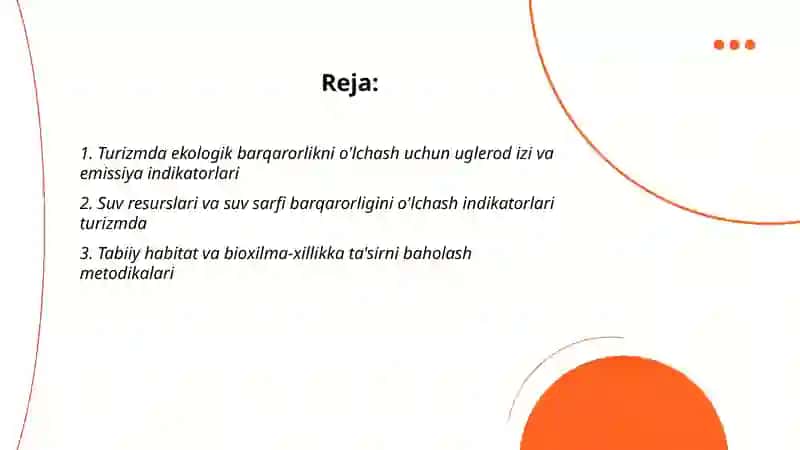 Turizmda ekologik, ijtimoiy va iqtisodiy barqarorlik olchovlari 2