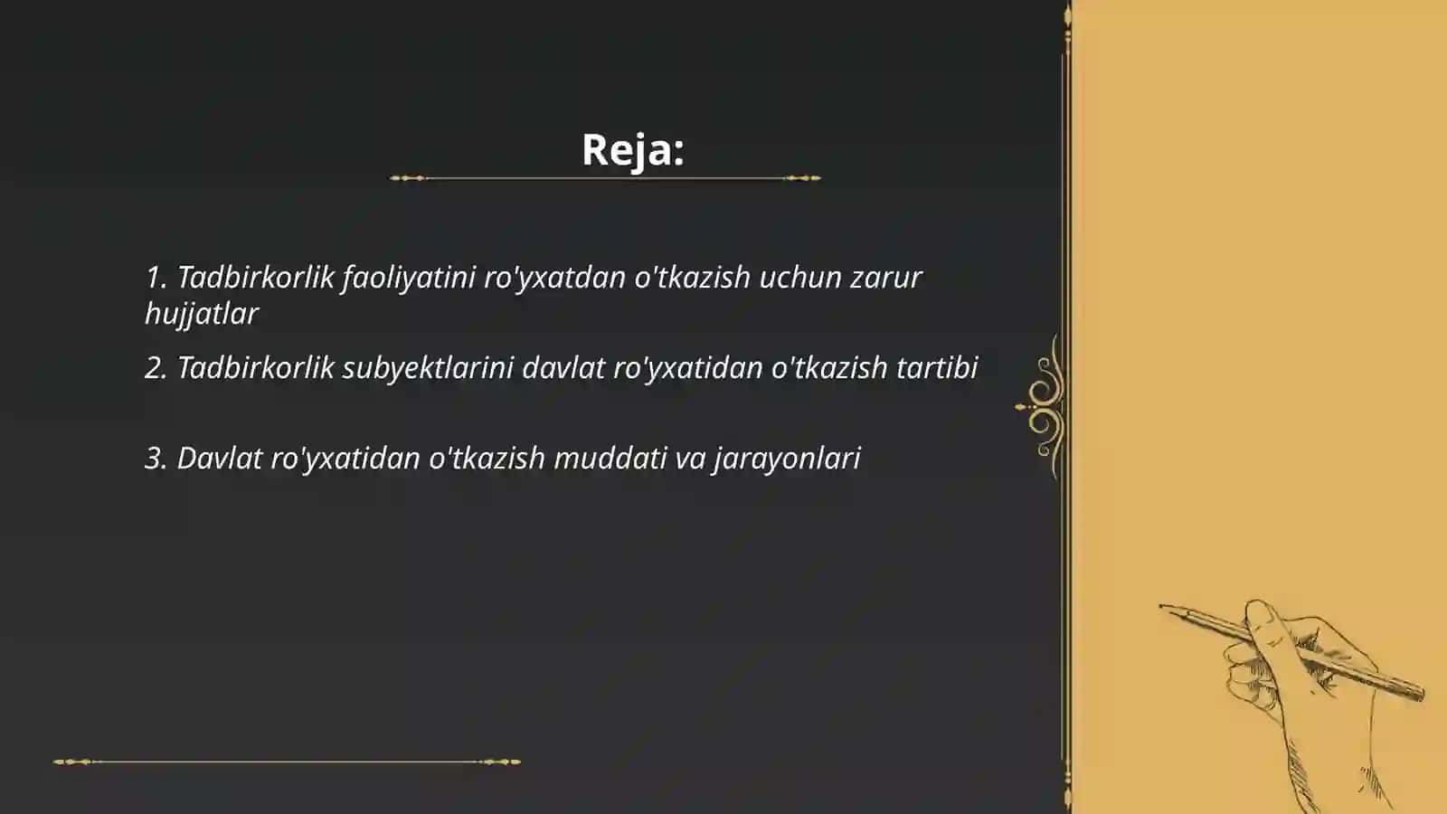 Tadbirkorlik faoliyatini ro'yxatdan o'tkazish tartibi 2