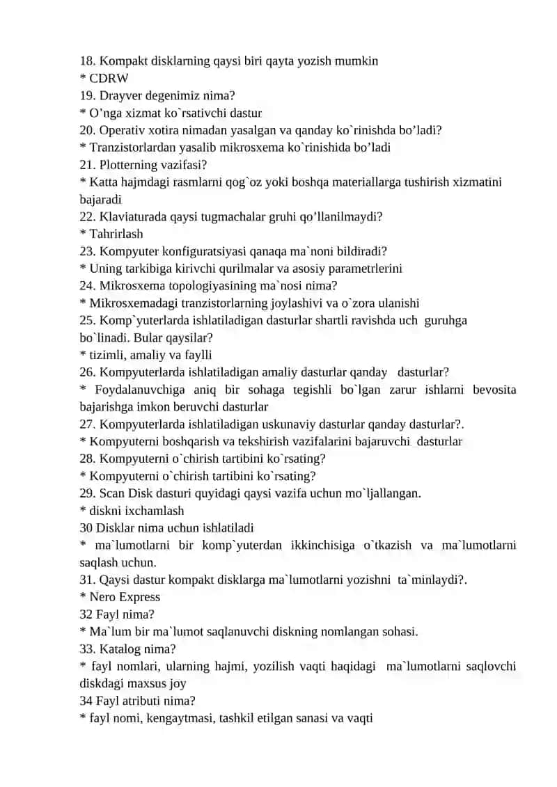 Kompyuter ta’minoti Gost uchun Test 2