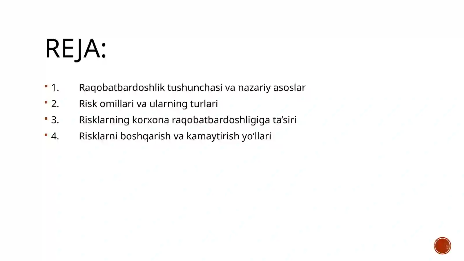 Risklar O'millarini Va Omillar Turlarini O'rganish 2