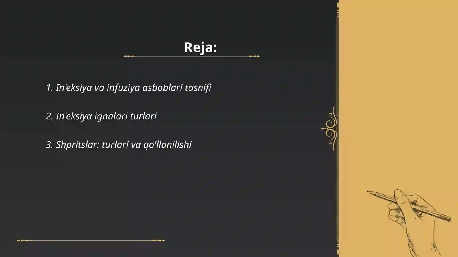 Ineksiya va infuziya uchun tibbiyot buyumlari va ularning assortimenti 2