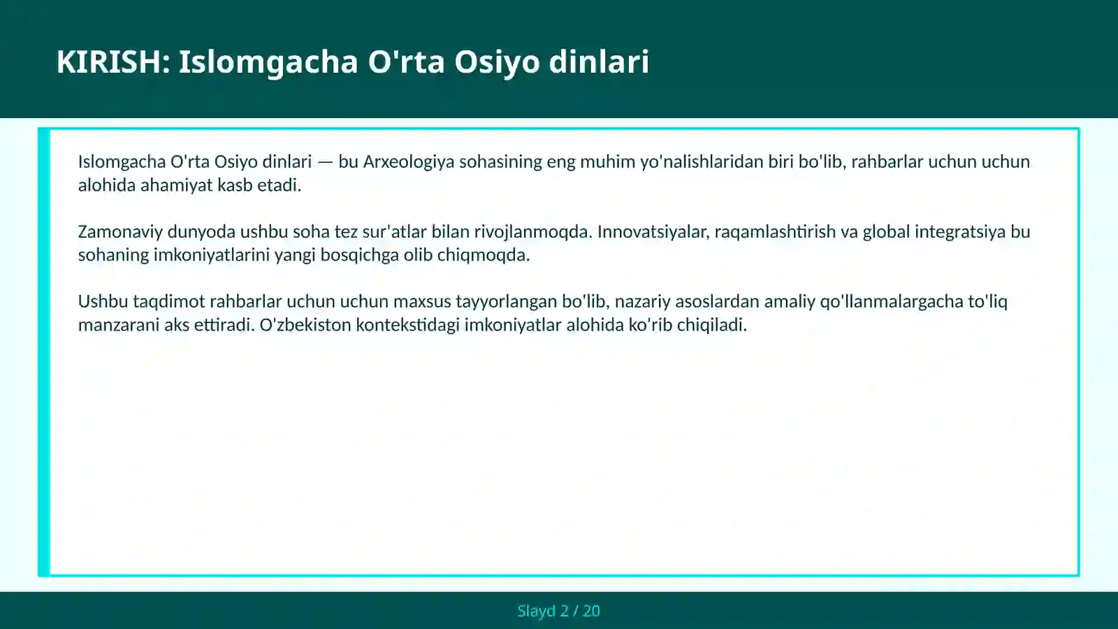 Islomgacha O'rt Osiyo Dinlari 2
