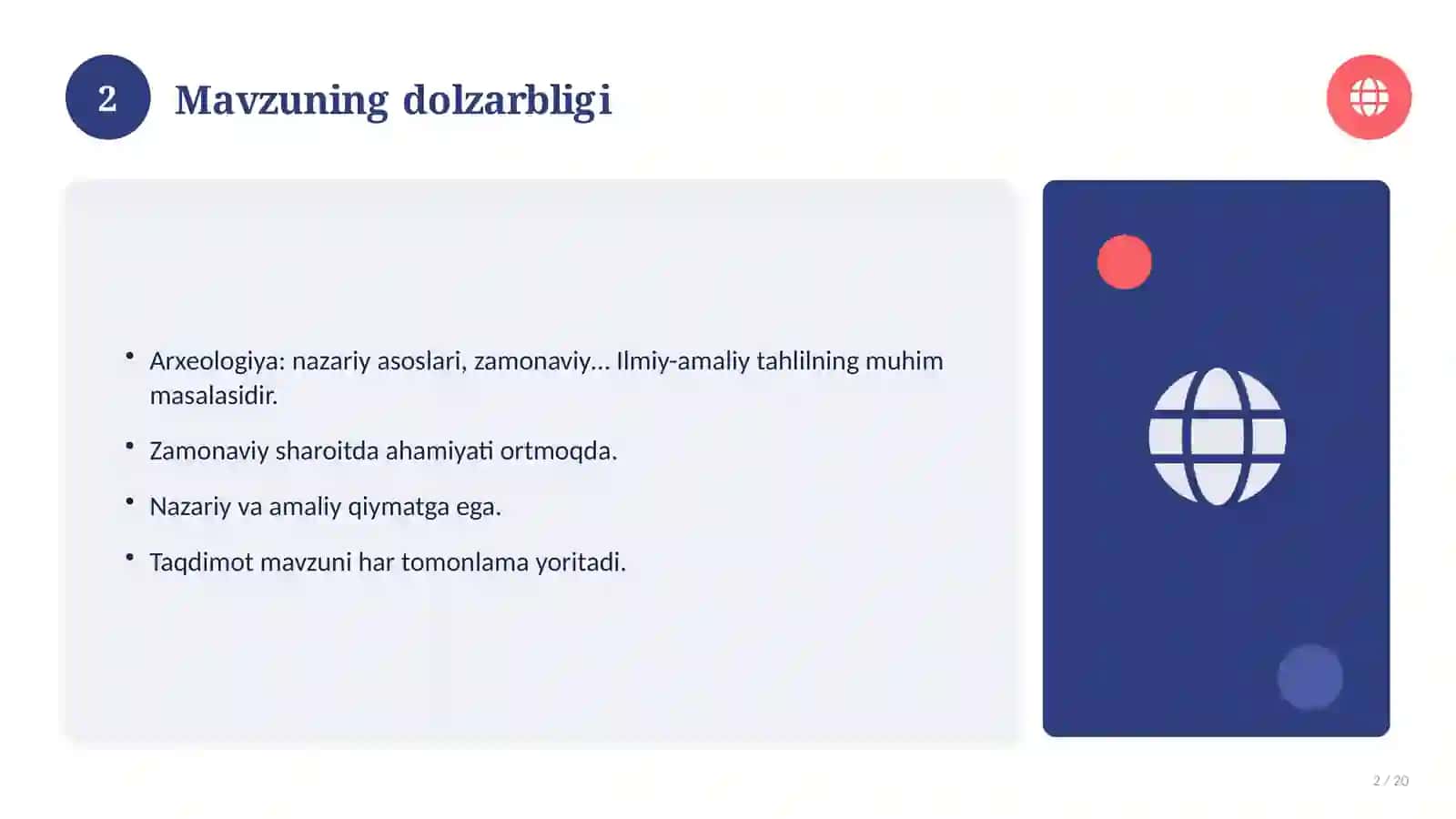 Arxeologiya: nazariy asoslari, zamonaviy yondashuvda (Esse) 2