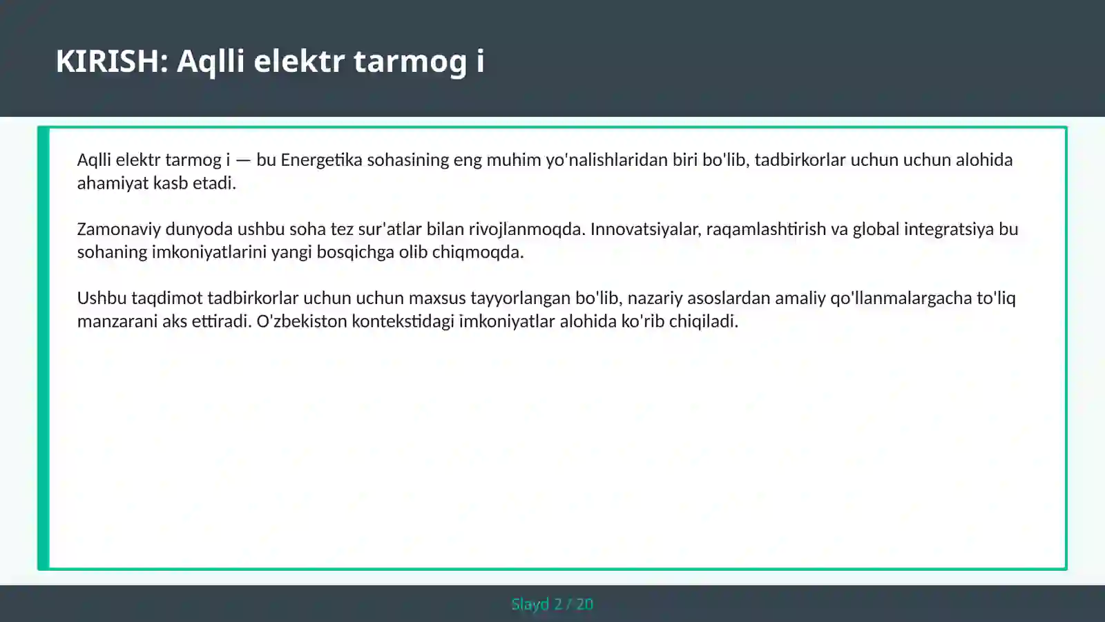 Aqlli elektr tarmog i 2