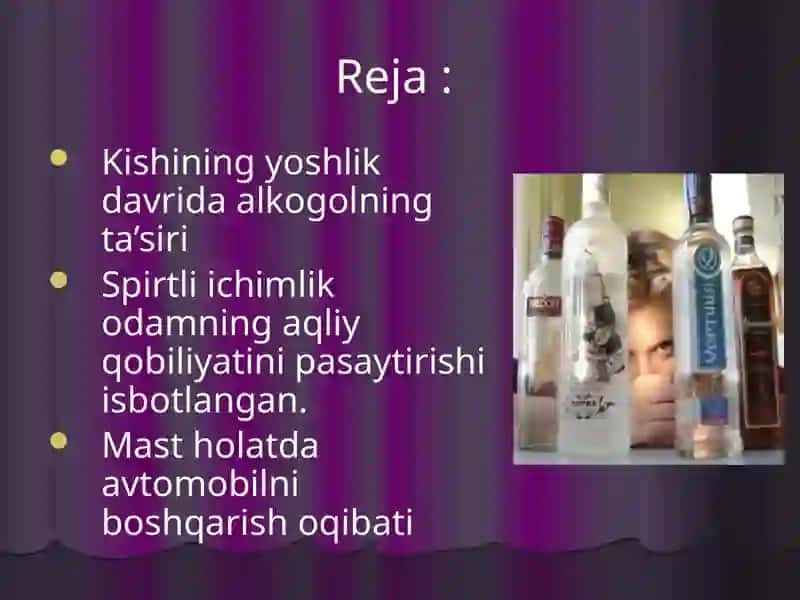 Kishining yoshlik davrida alkogol­ning ta’siri 2