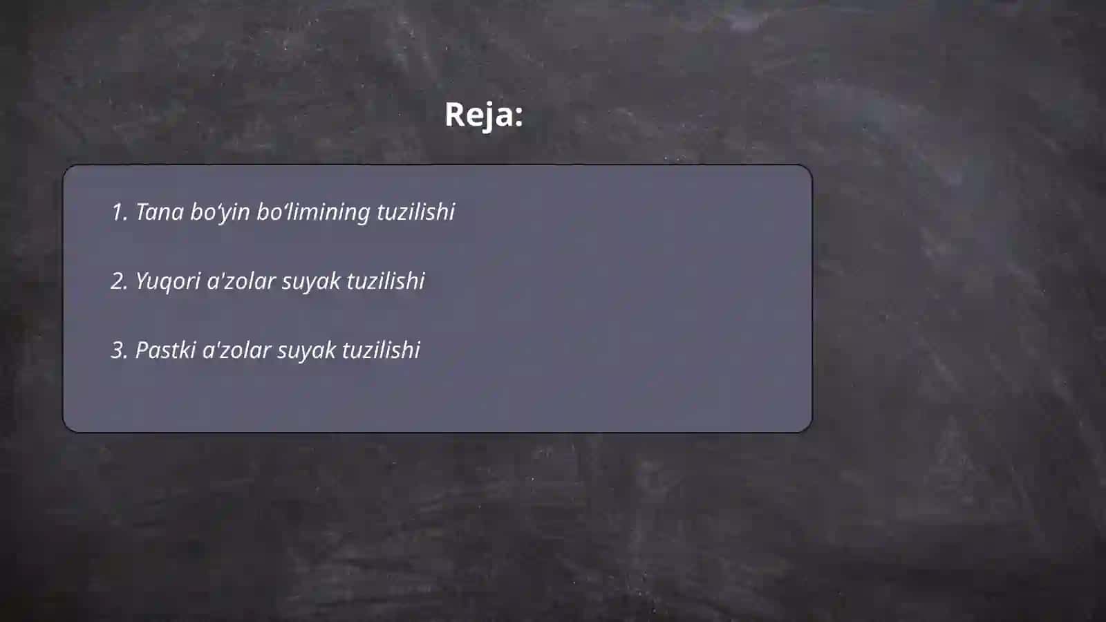 Tana boʻyin yuqori va pastki a'zolar tuzilishi 2