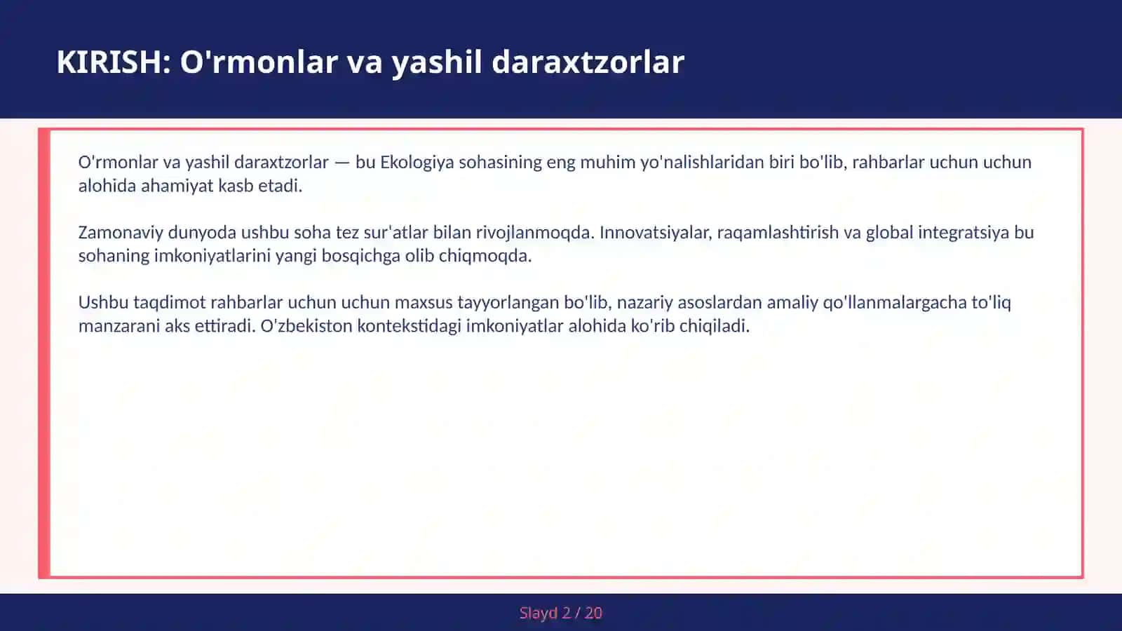 O'rmonlar va yashil daraxtzorlar 2