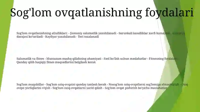 Sog'lom ovqatlanishning afzalliklari 2