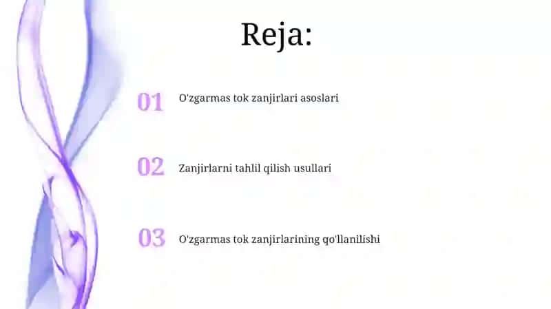 O'zgarmas tok zanjirlari 2