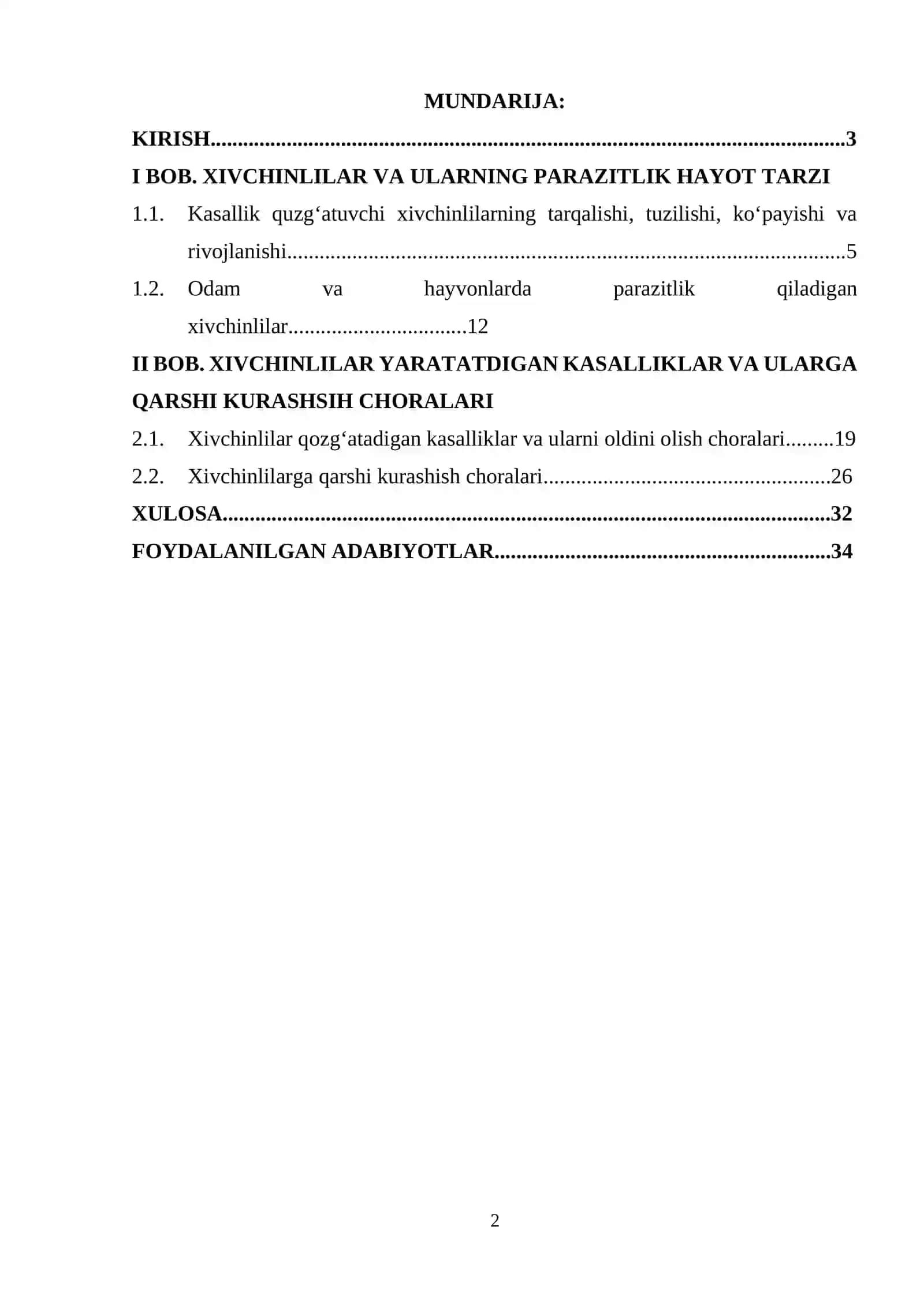 BIOLOGIYA TA’LIM YO‘NALISHI “ZOOLOGIYA” KURS ISHI 2