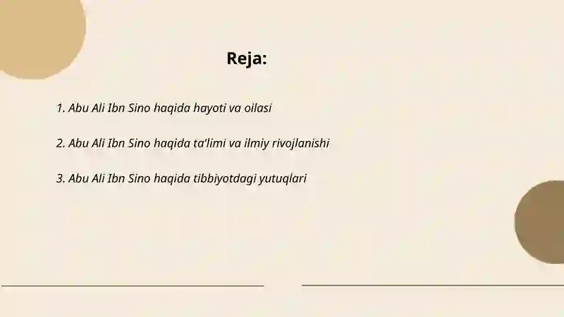 Abu Ali Ibn Sino haqida malumotlar 2