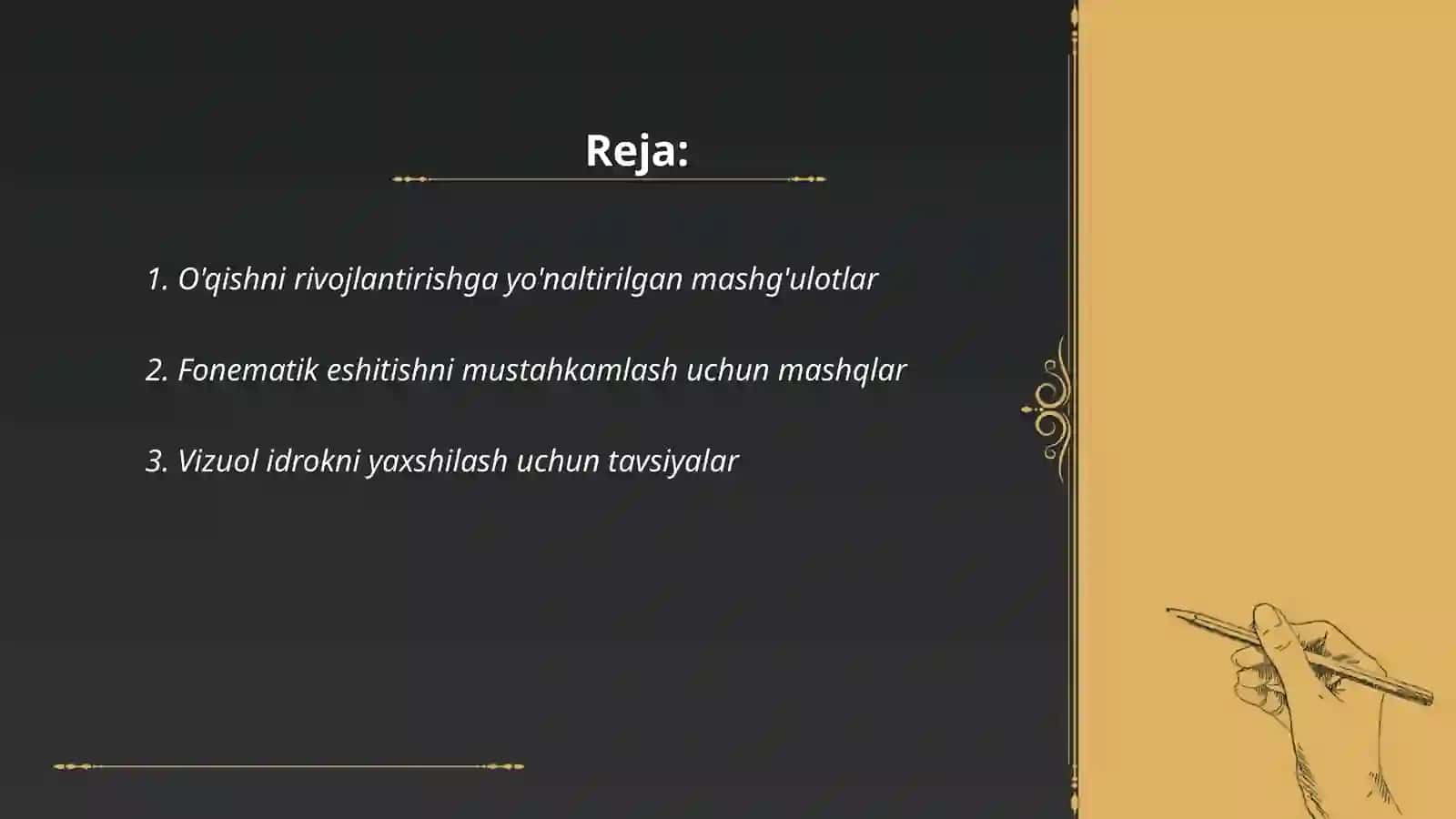 Disleksiyani bartaraf etish uchun mashg'ulot ishlanmalarni tayyorlash 2
