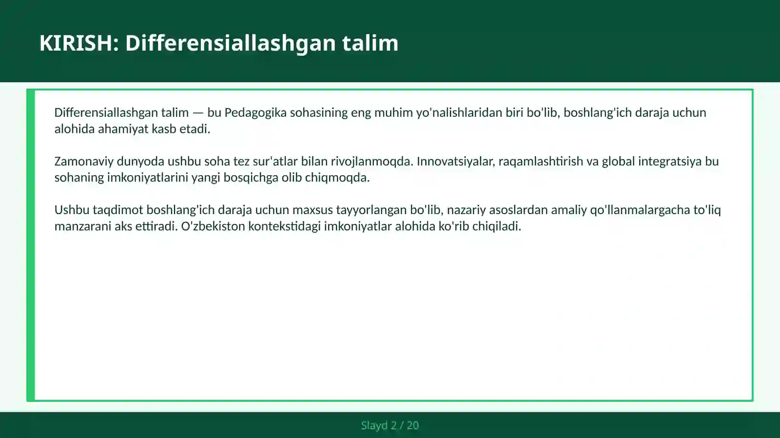 Differensiallashgan talim 2