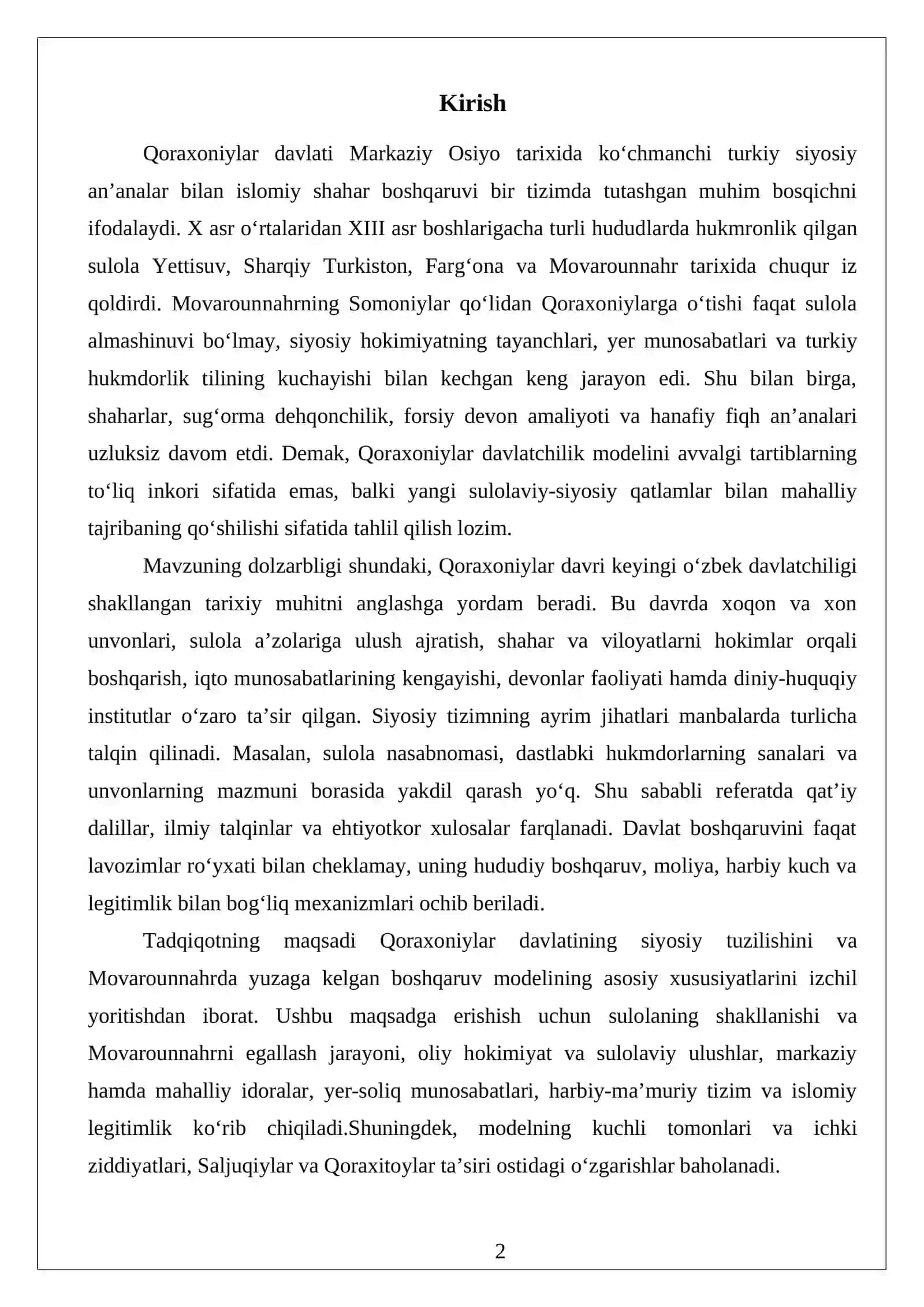Qoraxoniylar davlati siyosiy tuzilishi va Movarounnahrda yangi davlatchilik modeli 2