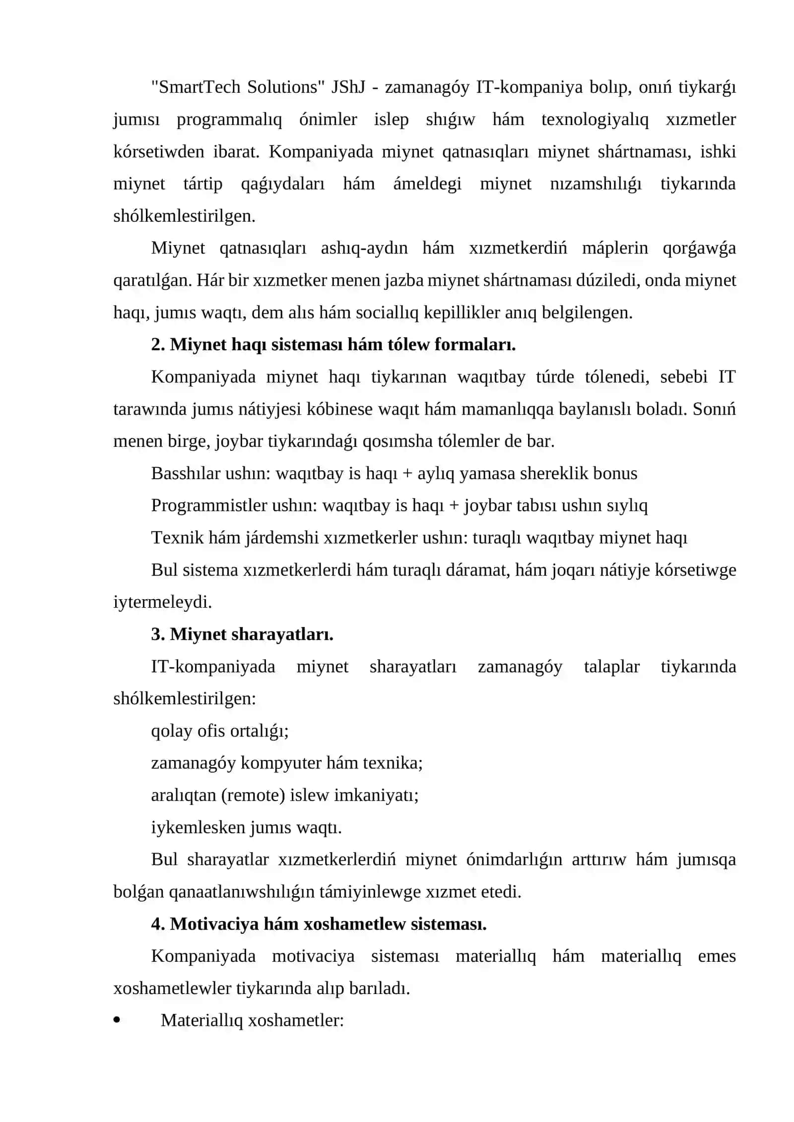 Xızmetkerlerdi kategoriyalar boyınsha bólistiriw kestesi 2